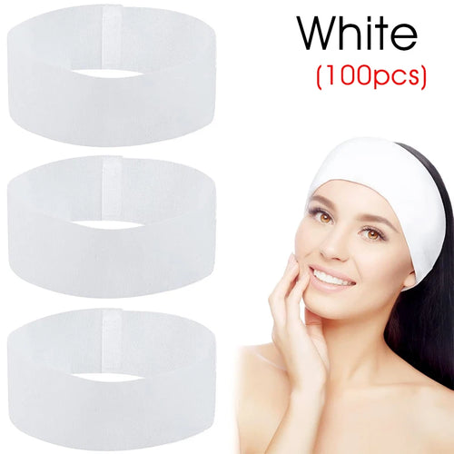 10/50/100pcs Disposable SPA Facial Headbands White Facial Esthetician