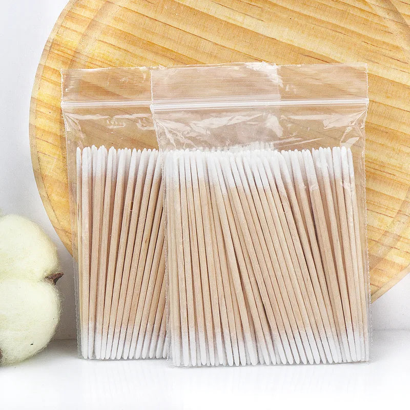 Disposable Ultra-small Double-end Wood Cotton Swab 100pcs Lint Free