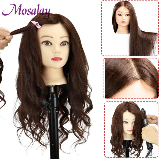 Colourful Doll Head with 85% mixed 60cm human hair For Hairdressers