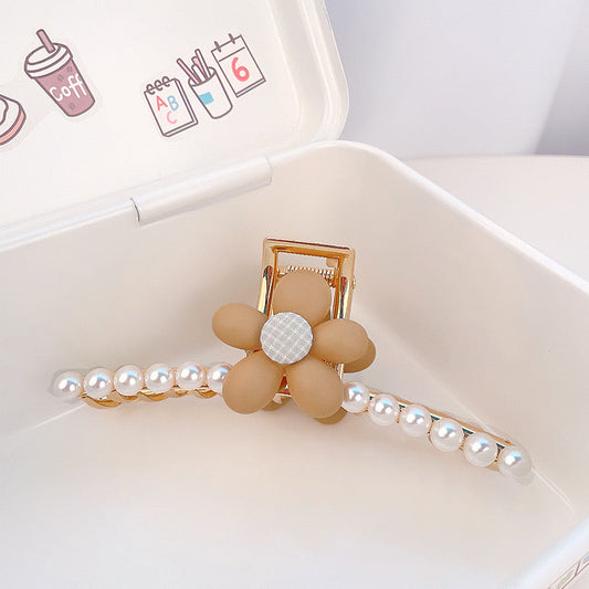 Single Flower with Pearls Hair Clasp