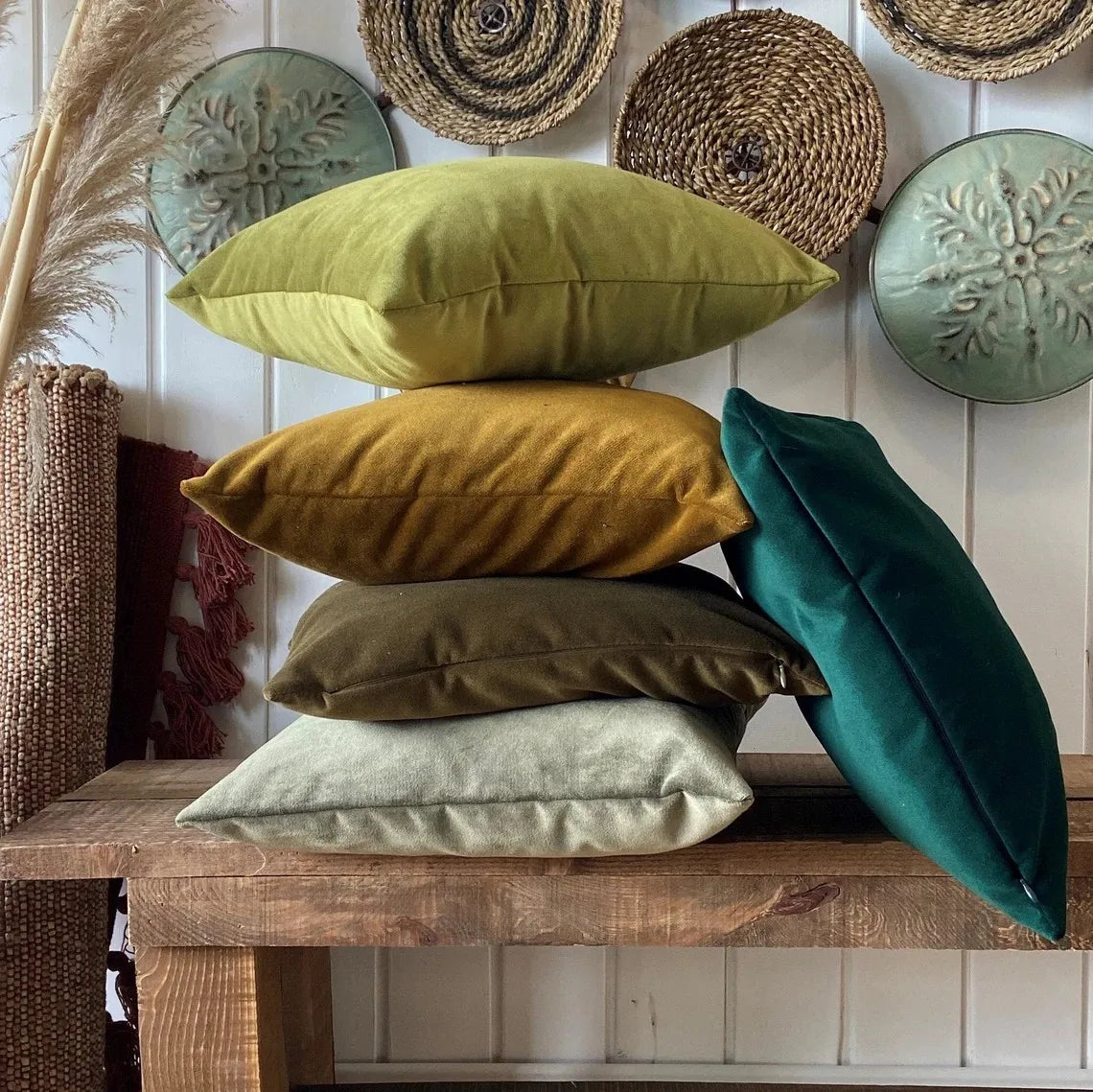 Velvet Cushion Cover Solid Color Throw Pillow Covers for Living Room