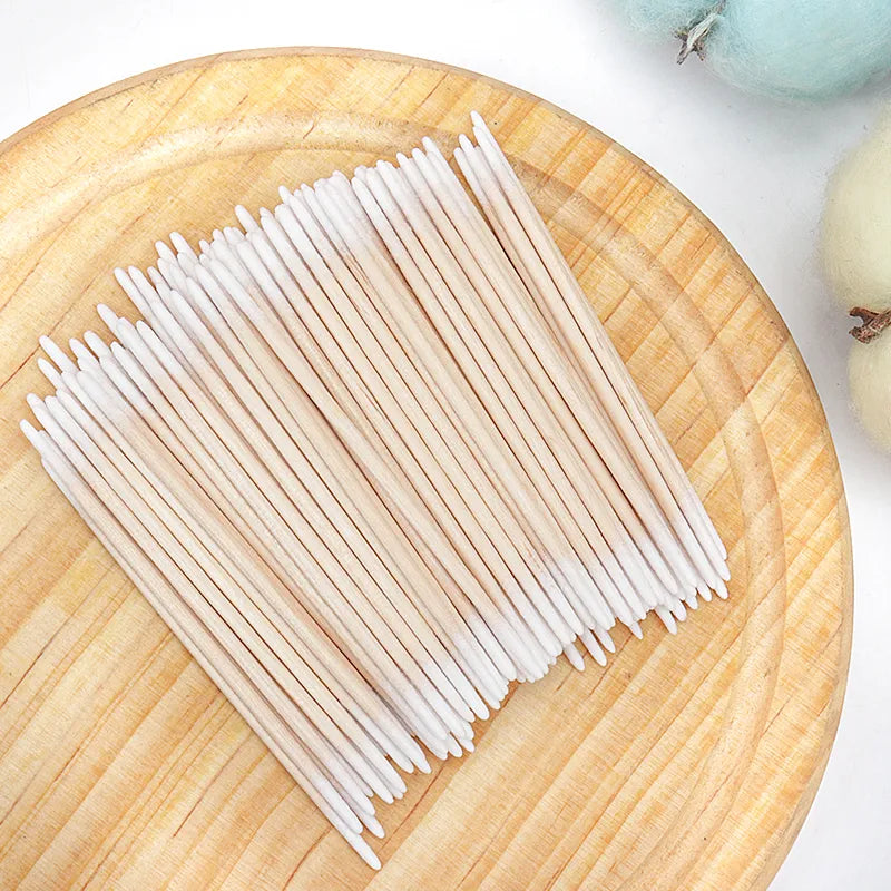 Disposable Ultra-small Double-end Wood Cotton  Swab 100pcs Lint Free