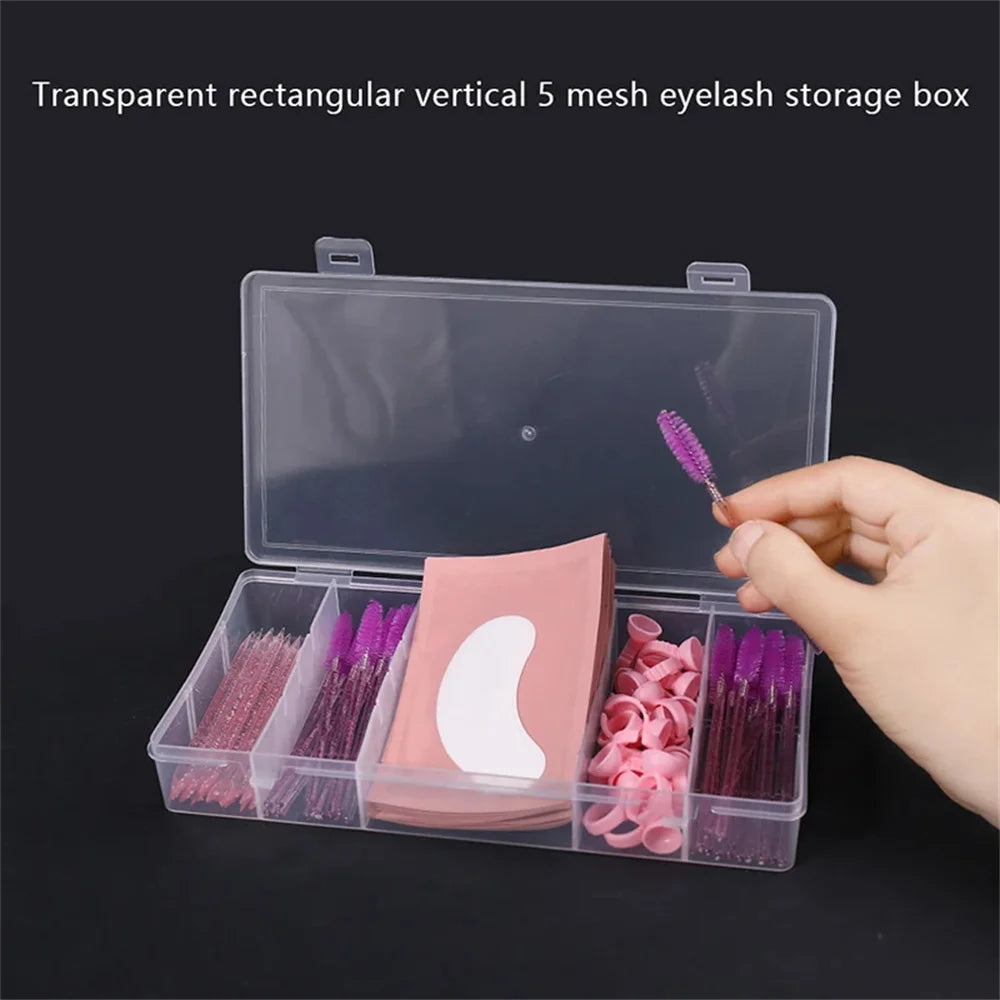1PCS Transparent with Cover Rectangle Vertical 5 Grid Eyelash