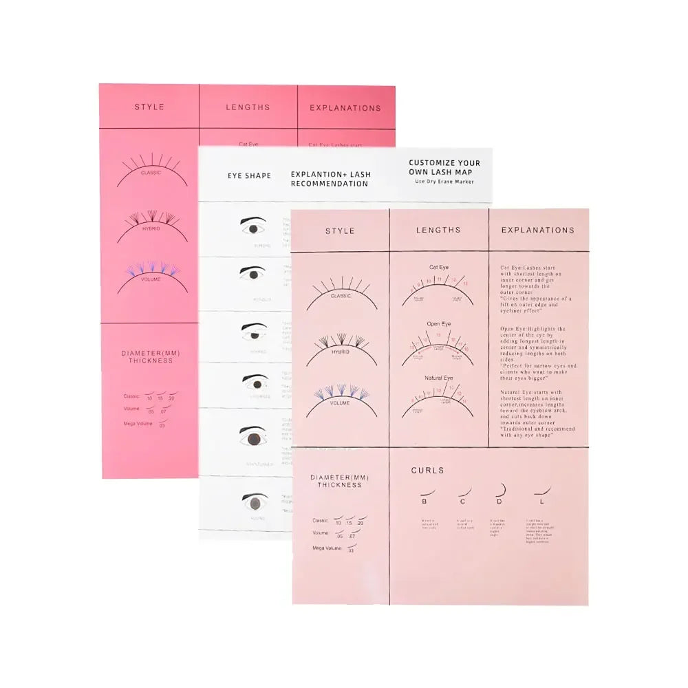 Beginner Lash Map Chart Wispy Lashes Pratice Chart Eye Shape Sponges