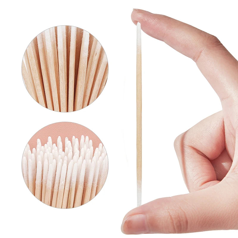Disposable Ultra-small Double-end Wood Cotton  Swab 100pcs Lint Free