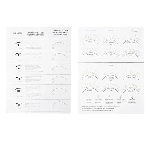 Beginner Lash Map Chart Wispy Lashes Pratice Chart Eye Shape Sponges