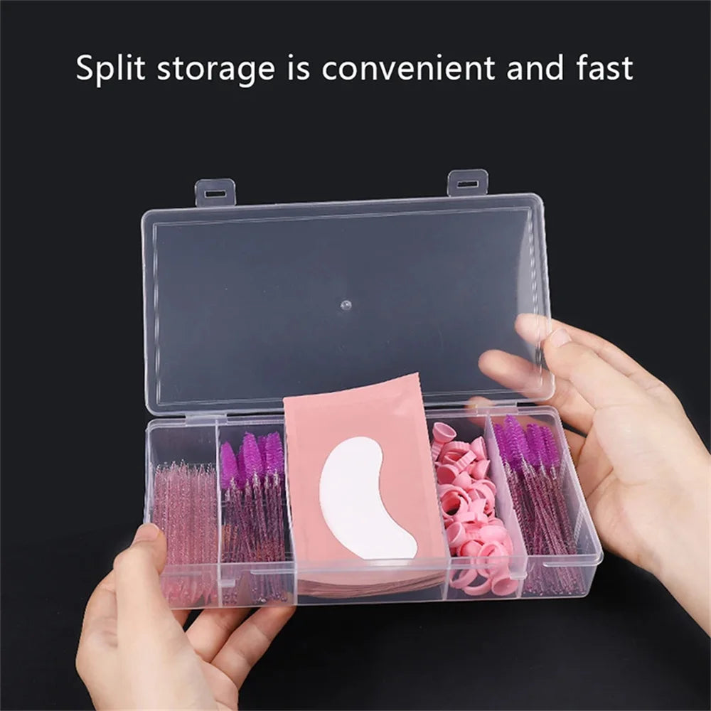 1PCS Transparent with Cover Rectangle Vertical 5 Grid Eyelash
