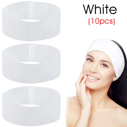 10/50/100pcs Disposable SPA Facial Headbands White Facial Esthetician