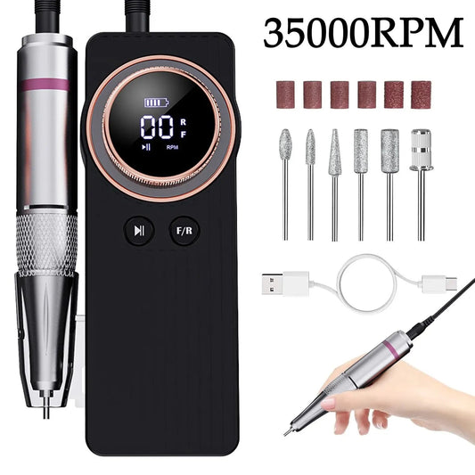 35000RPM Nail Drill Machine Electric Portable Nail File Rechargeable