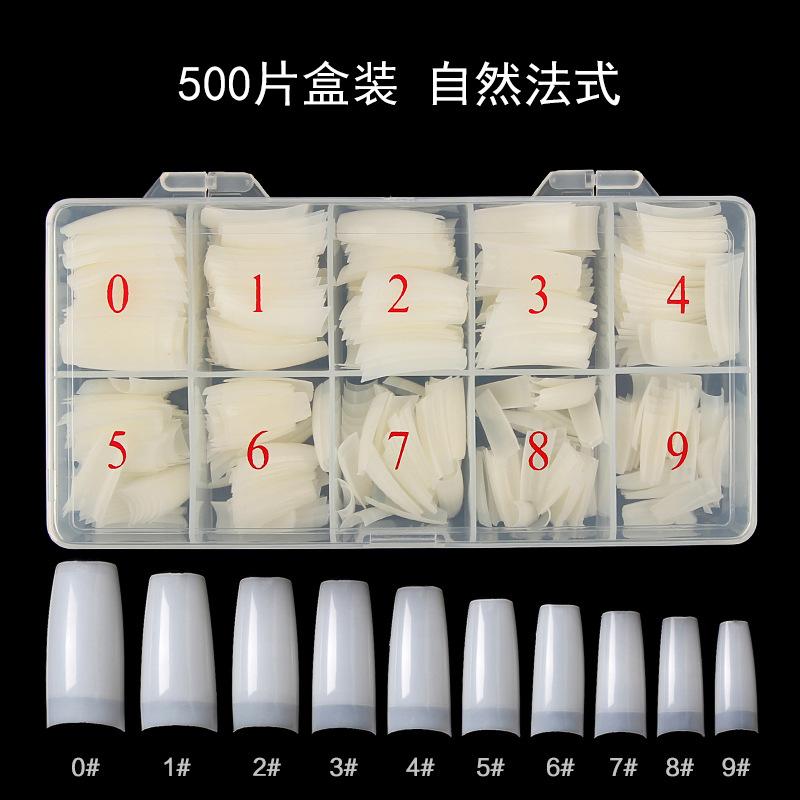 Box 500 Acrylic False Nail Tips Clear White Natural Color French Nail